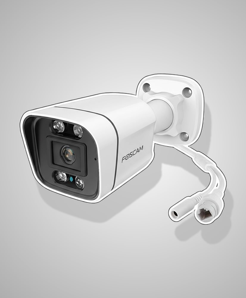 Cámara IP FOSCAM con PoE V5P 5MP con Audio bidireccional, Luz Nocturna y Sirena incluida.